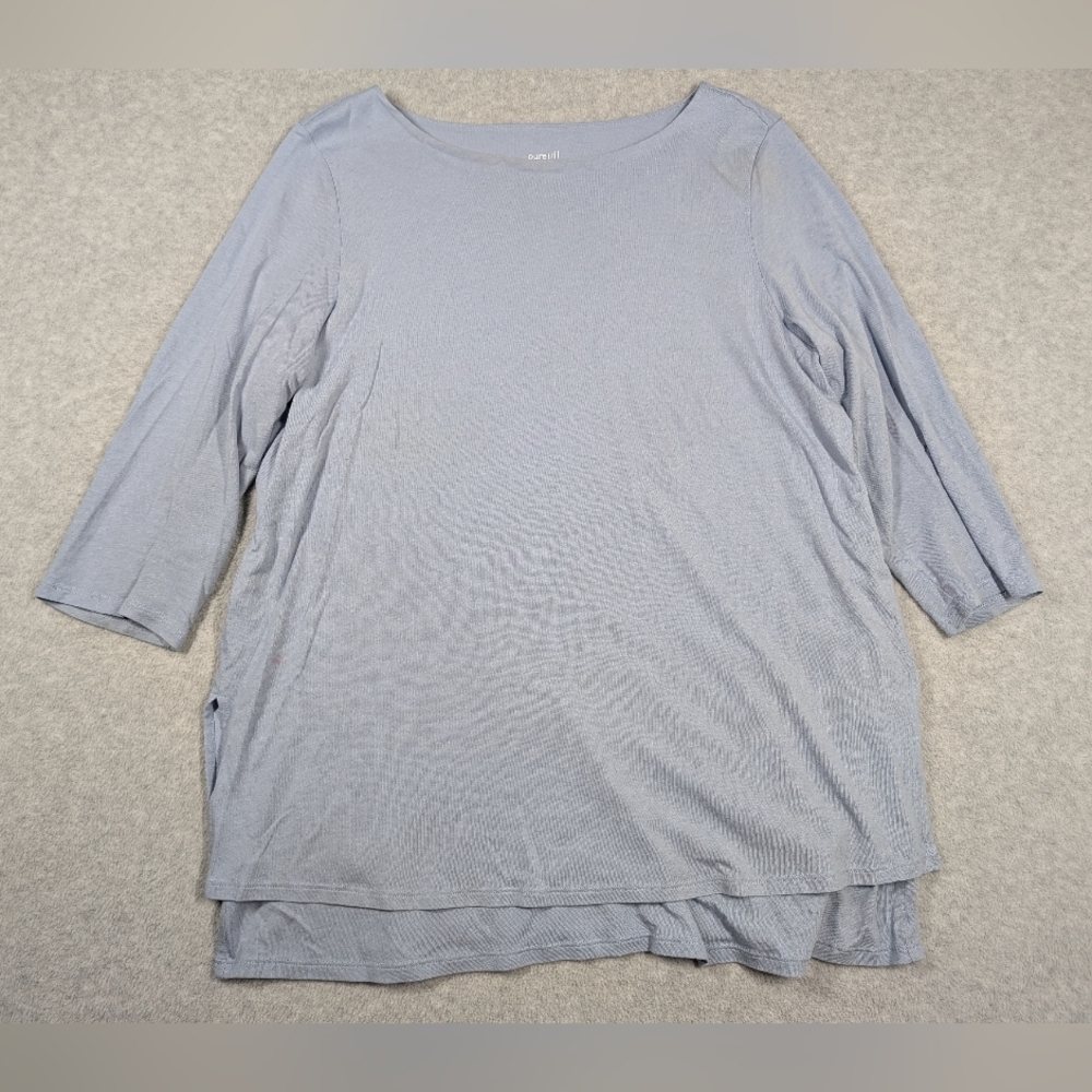 Pure Jill Women Medium Boatneck Layered‎ Tunic Light Blue Top Casual
